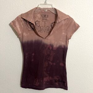 NWOT KEY CLOSET Y2K Streetwear Tie-Dye Short Sleeve T-Shirt Size XS